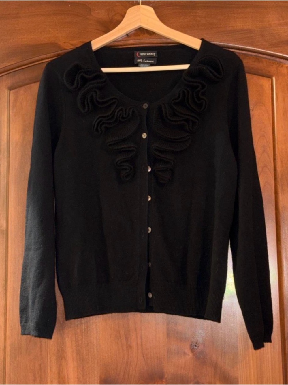 Red Moon 100% Cashmere Ruffle Cardigan (Size L)